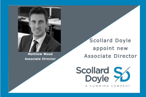 Scollard Doyle appoint new Associate Director Scollard Doyle are very pleased to announce that Matthew Wood has been appointed an Associate Director from his previous role as Senior Cost Manager. Matt is a Chartered Quantity Surveyor with 15 years of experience. Before joining Scollard Doyle in 2020, he worked with the multinational firm Arcadis (previously EC Harris), first in the UK and then Qatar and Abu Dhabi. Matt has brought a wealth of experience with him, including M&E, Civil and Commercial project experience. Throughout his career, he has provided services across a wide range of major developments covering the areas of commercial fit-out, residential, retail, hospitality, education, aviation and mixed-use developments. All of us here in Scollard Doyle, wish Matt every success in the years to come.