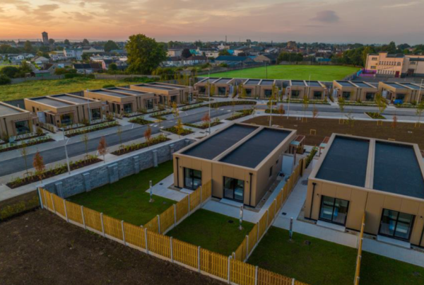 Aerial view of modular homes